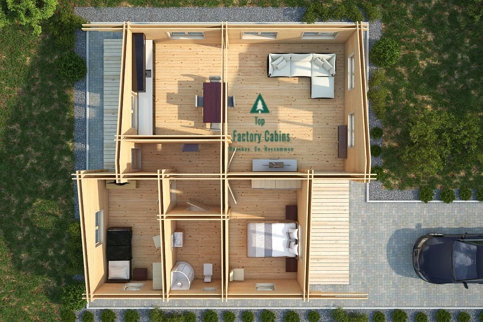 Top down view of house showing rooms layout